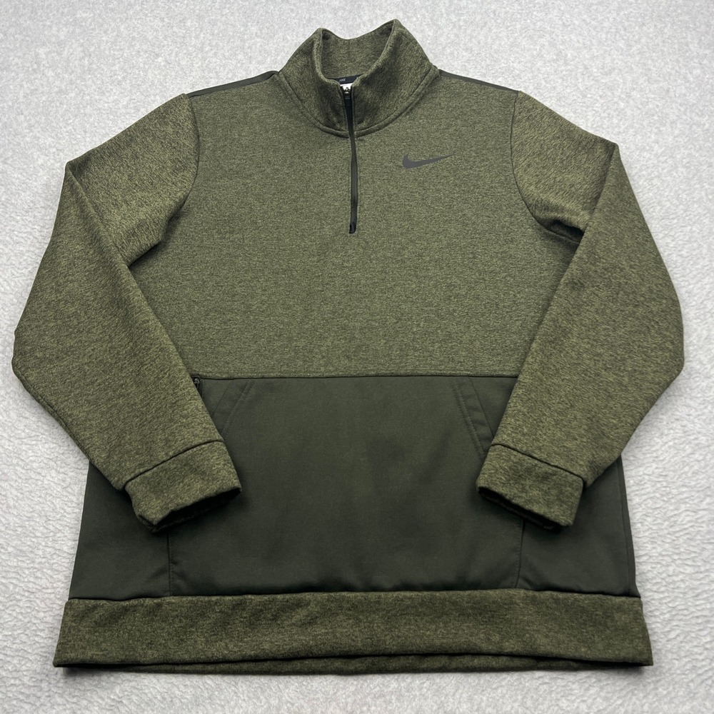 Nike Therma Dri-FIT 1/4-Zip Pullover Men's Large Green Heathered Training Jacket